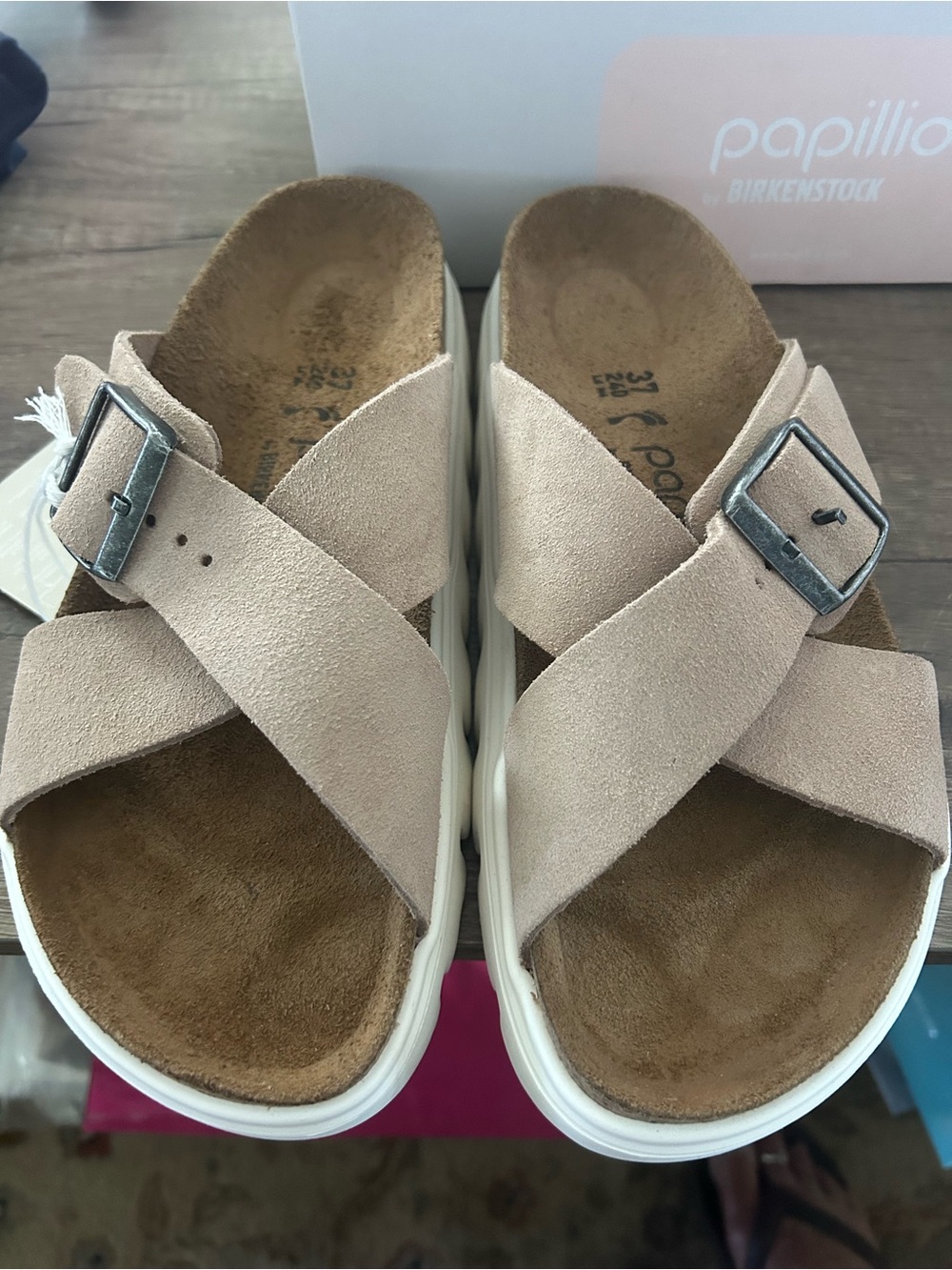Birkenstock Papillo Siena Pap Chunky Sandals in the color Warm Sand